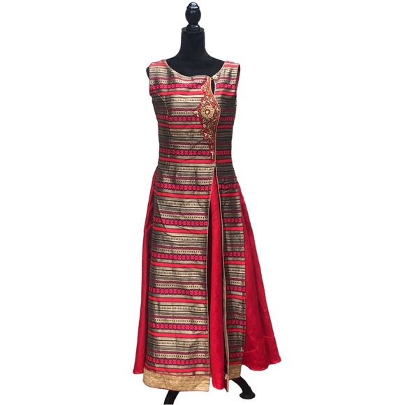 Traditional Red & Gold Dress Made in India size 8 - Picture 7 of 16